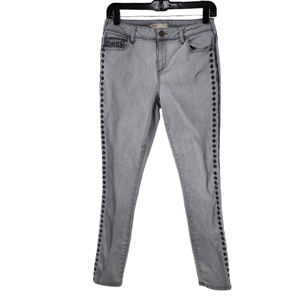 Sundance Women's Light Gray Embroidered Skinny Jean